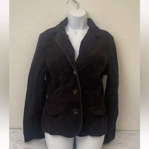 Liz Claiborne Jacket Blazer Faux Suede Size 12 Dark Brown Textured Pockets U1‌‌